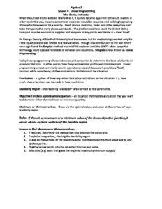 Lesson 4 Linear Programming – Mrs. Snow's Math