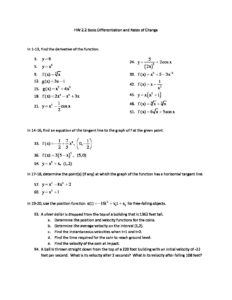 HW 2.2 basic derivatives and rate of change – Mrs. Snow's Math